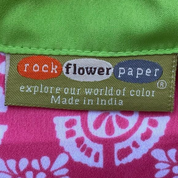Rock Flower Paper Pink/White Top w/Lime Green Trim Top/Tunic. Size Small. EUC! - Picture 3 of 6